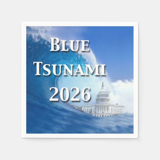 青の津波選挙2026 スタンダードカクテルナプキン (正面)