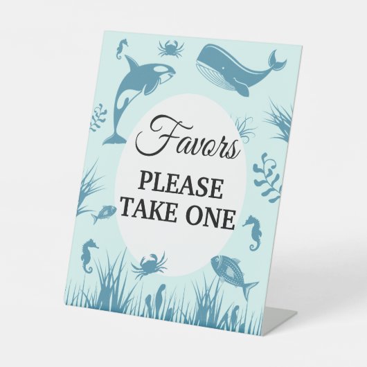 青の海の下で赤ちゃんシャワー好意サイン 台座サイン (正面)