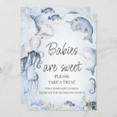 青の海の下に男の子の赤ちゃんシャワーテーブルサイン 招待状 (正面/裏面)