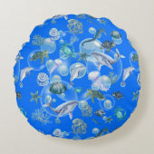 青の海の青の水の色の下 | ラウンドクッション (正面)