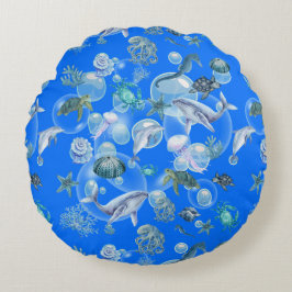 青の海の青の水の色の下 | ラウンドクッション