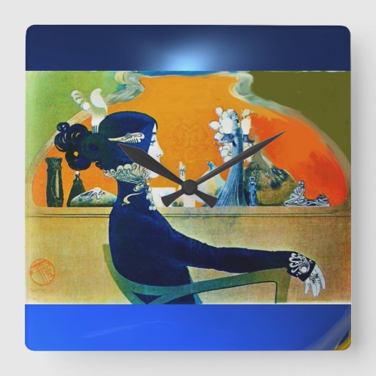 青の深呼吸 スクエア壁時計 (正面)