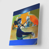 青の深呼吸 スクエア壁時計 (傾斜)