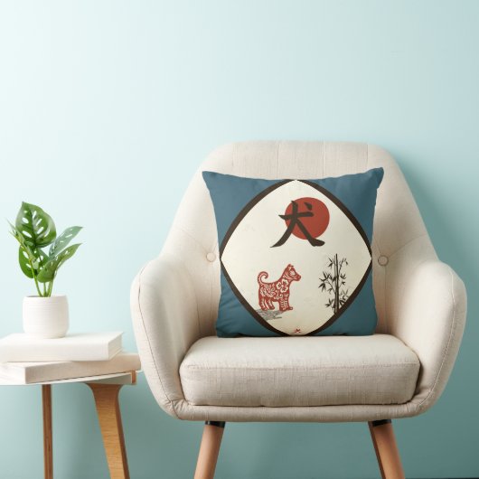 青の漢字犬 クッション (椅子)