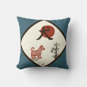 青の漢字犬 クッション (正面)