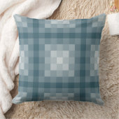 青の濃淡の正方形ピクセルパターン クッション (ブランケット)