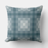 青の濃淡の正方形ピクセルパターン クッション (正面)
