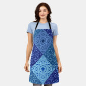 青の濃淡 エプロン (着用した状態)