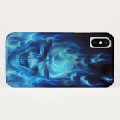 青の炎を持つ怒っているスカルの頭部 Case-Mate iPhoneケース (裏面(横))