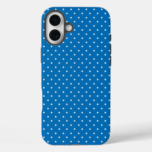青の無地背景にドット模様 iPhone 16 PLUSケース