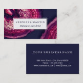 青の瑪瑙のGeodeのかわいらしいピンクおよび紫色の石 名刺 (正面/裏面)
