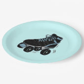 青の男の子のローラースケート ペーパープレート (アングル)