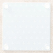 青の白いいかりが付いているパターン ガラスコースター (裏面)