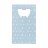 青の白いいかりが付いているパターン クレジットカード栓抜き (裏面)