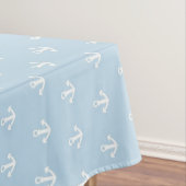 青の白いいかりが付いているパターン テーブルクロス (インサイチュ)