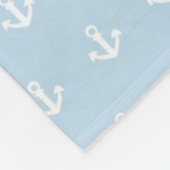 青の白いいかりが付いているパターン フリースブランケット (角)