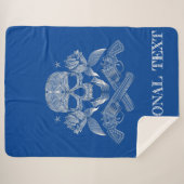 青の白いスカル、花および銃 シェルパブランケット (正面(横))