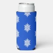 青の白いスノーフレーク模様 スリム缶クーラー (Seltzer裏面)