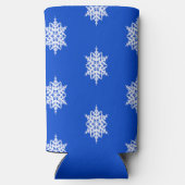 青の白いスノーフレーク模様 スリム缶クーラー (裏面)