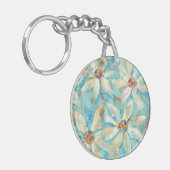 青の白いデイジー キーホルダー (正面左)