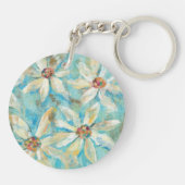 青の白いデイジー キーホルダー (裏面)