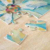 青の白いデイジー ジグソーパズル (側面)