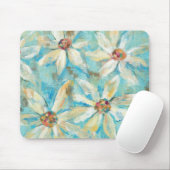 青の白いデイジー マウスパッド (マウス)