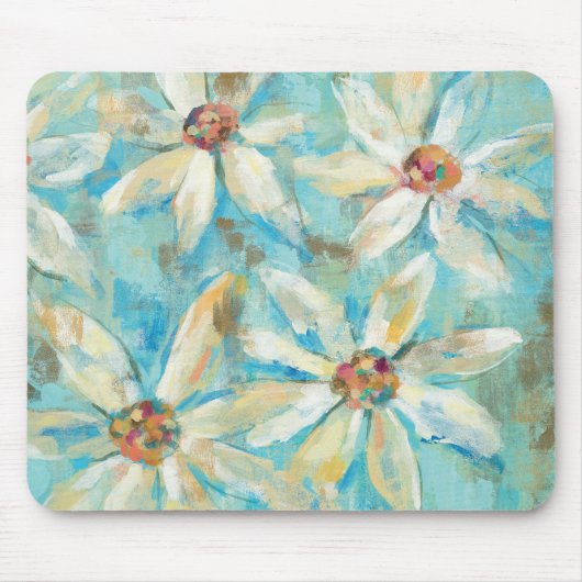 青の白いデイジー マウスパッド (正面)