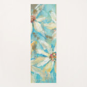 青の白いデイジー ヨガマット (正面)