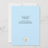 青の白いプルメリア、フローラ、ブライダルシャワー 招待状 (裏面)