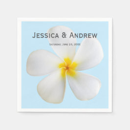 青の白いプルメリア，熱帯，フローラ，ナプキンス スタンダードカクテルナプキン