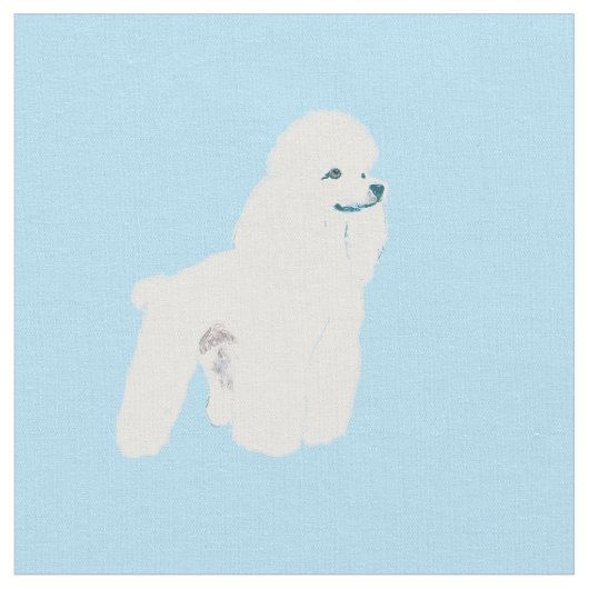 青の白いプードル ファブリック (クローズアップ)