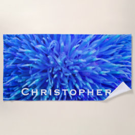 青の白い名前の抽象的なビーチタオル ビーチタオル