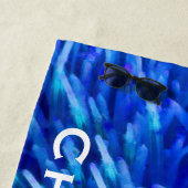 青の白い名前の抽象的なビーチタオル ビーチタオル (インサイチュ)