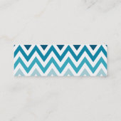 青の白い山形の幾何デザインの色 スキニー名刺 (裏面)