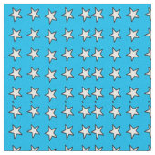 青の白い星 ファブリック (クローズアップ)