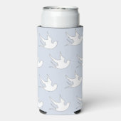 青の白い鳩シルエットパターン スリム缶クーラー (Seltzer裏面)