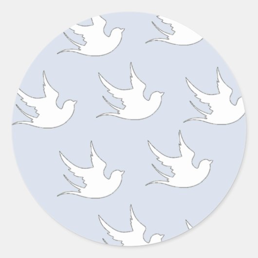 青の白い鳩 ラウンドシール (正面)