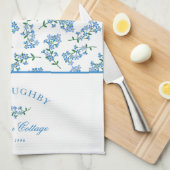 青の白忘れのMEのパターン キッチンタオル (四つ折り)