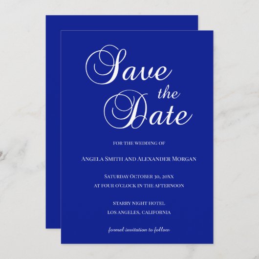 青の白王室のの装飾スクリプト セーブザデート (正面/裏面)