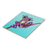 青の目ガラスを持つかわいい紫色のアマガエル タイル (側面)