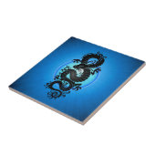 青の破烈の中国人のドラゴン タイル (側面)