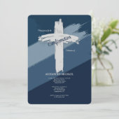 青の確認モダン 招待状 (スタンド正面)