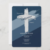 青の確認モダン 招待状 (正面)