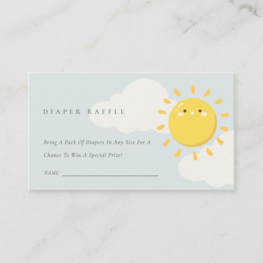 青の私たちの小さなサンシャインおむつラッフルベビーシャワー エンクロージャーカード (正面)