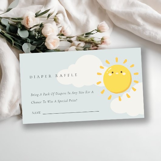 青の私たちの小さなサンシャインおむつラッフルベビーシャワー エンクロージャーカード