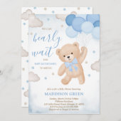 青の私たちは赤ちゃんシャワーを待つことができる 招待状 (正面/裏面)