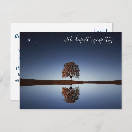 青の穏やかな水の木の生活の最深悔やみや弔慰 ポストカード (正面/裏面)
