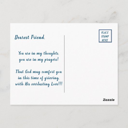 青の穏やかな水の木の生活の最深悔やみや弔慰 ポストカード (裏面)