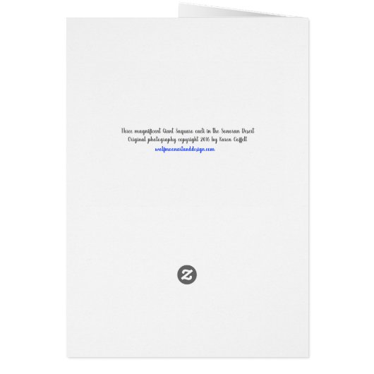 青の空および雲が付いている3つの巨大なサグアロのサボテン (裏面)